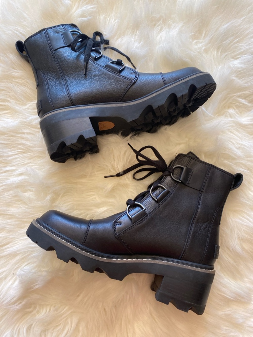 NEW Sorel Joan Now Waterproof Combat Boot Boots Lace Up Leather Black Size 10 - Picture 5 of 16